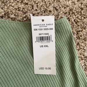 Green AE square neck crop top